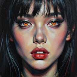 passionate lips and burning eyes of wild youth detailed and highly reliefed analogue mixed media collage with canvas texture in style of conteporary art, punk art, photorealistic, expressionism, masterpiece, balanced dark contrast color pallette, perfect composition, spectacular quality, intricate flowing paint