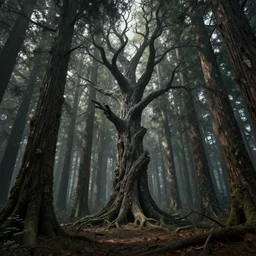 the cursed trees in the forrest of death, realistic, extremely detailed, sharp focus, wide view, smooth, digital illustration, octane render, unreal engine 6, ray tracing, by james jean, by rossdraws, by frank franzzeta, by mcbess, by sakimichan, by brosmin, by danton fadeev, by steve simpson