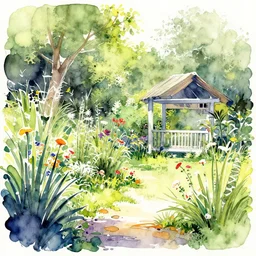 summer garden, alcohol ink painting