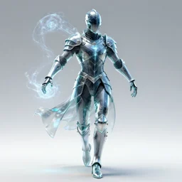 a portrait of faceless magician in glass armor releasing spell, full height, moving forward, concept art, trending on artstation, highly detailed, intricate, sharp focus, digital art, 8 k