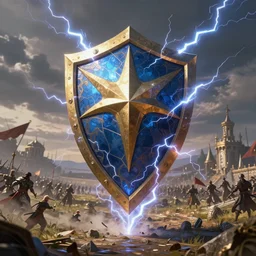highly detailed energyshield of lightning on an open medieval battlefield, intricate details, trending on artstation, cgsociety, 8 k, cinematic, unreal engine, octane render, illustration digital painting, sharp focus, art by wlop and greg rutkowski, rule of thirds, golden ratio, ambient lighting