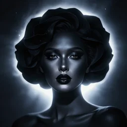 black rose beauty portrait, night, celestial aura of light, artgerm, wlop, sylvain sarrailh, photorealism, artstation