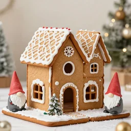 a two story gingerbread house for gnome cats