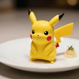 roast pikachu on a platter, michelin star restaurant, award winning food photography, macro lens