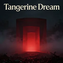 Tangerine Dream Album Cover, Dark forbidding, fog, red glow , geometric shapes, 1970s