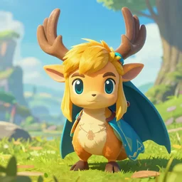 an in game portrait of a korok from the legend of zelda breath of the wild, breath of the wild art style.