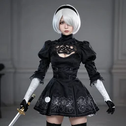 Walter White cosplaying as 2B, Nier Automata, 2B Dress, photo