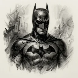 grunge drawing of batman by mrrevenge, horror-themed, detailed, elegant, intricate