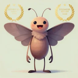 an very happy upbeat humanoid mothman very stylized, slim, in the style of john park, digital art painting, winning award image, matte painting, light colours, superb, trending in artstation