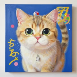 a beautiful painting cat, by kusama yayoi and murakami takashi painting, lumion render