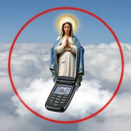2 0 0 8 nokia flipphone footage of marian apparition, marian apparitions in cloud, redline circle drawn around subject