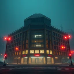 a beautiful photorealistic render of urbex unfinished building city building architecture abandoned industrial architecture parliament by ludwig mies van der rohe, elysian tron tokyo studio ghibli neon noir magic realism uv light thermal vision, archdaily, wallpaper, highly detailed, trending on artstation.