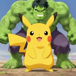pikachu looking like hulk!, by studio ghibli, pixar, disney.