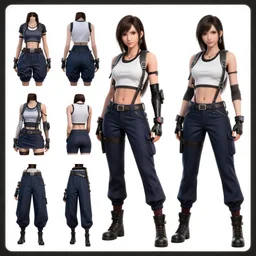 character dresses reference sheet of Tifa from FF7