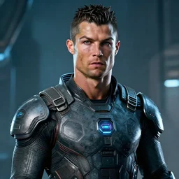 ronaldo nazario, scifi character portrait by greg rutkowski, craig mullins, cinematic lighting, dystopian scifi gadgets