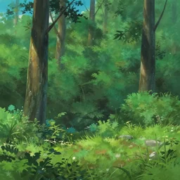 forest lanscape panorama by makoto shinkai in pixar style animation studio backdrop