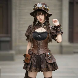 girl wearing steampunk style clothing