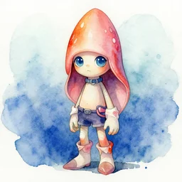 a water color girl squid, mixed human, by tony sandoval
