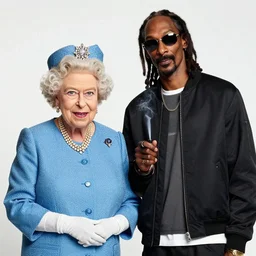 Queen Elizabeth smoking with Snoop Dogg.