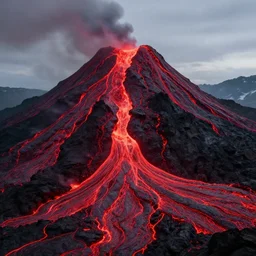 mountain of sin filled with lava and red juice all over it, DALL-E 2