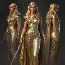 character sheet of goddess astarte, concept art, game art, highly intrincate, full body front and side, unreal engine, very detailed, detailed face, octane render, artstation, cgsociety, character design