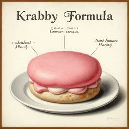 Scientific diagram of the Krabby Patty secret formula, by Ernst Haeckel, medical illustration, oil on canvas