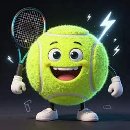 a Andy Milonakis tennis ball monster, tennis ball, lightning, chalk, digital art, fantasy, magic, trending on artstation, ultra detailed, professional illustration by Basil Gogos