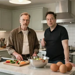 Walter white in the kitchen with Elon musk 8k