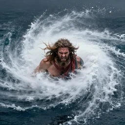 hurricane middle in the ocean and zeus is angry