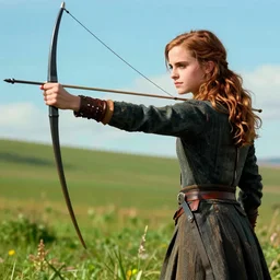 hyper realistic photo of prehistoric fisher emma watson with a harpoon in her hand, full body, rule of thirds, conceptart, saturated colors, cinematic, greg rutkowski, brom, james gurney, mignola, craig mullins, artstation, cgsociety