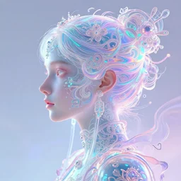 an overdetailed maximalist blacklight reactive visionary fineart sideview portrait. composition by igor goryunov. intricately ornated by andrei riabovitchev, tomasz alen kopera. background by : cameron gray. stylized by luminokaya. cgi. irridescent, translucent. soft pastel colors. deviantart