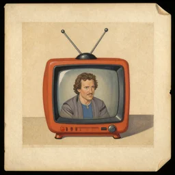 a scan of an ancient piece of art on parchment depicting a still of the tv show nick arcade ( 1 9 9 2 )