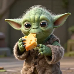 yoda eating cheese