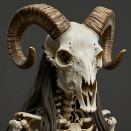 in the name of god most gracious most merciful, goddess close - up portrait real human skeleton ram skull, artwork by tooth wu and wlop. octane render, trending on artstation, greg rutkowski cinematic, hyper realism, high detail, octane render, 8 k