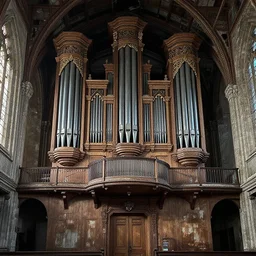 a beautiful very detailed highly detailed pipe organ architecture urbex industrial architecture abandoned by frederick mccubbin, at night, archdaily, wallpaper, highly detailed, trending on artstation.