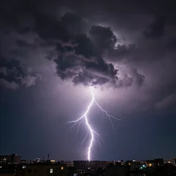 dark cloud with lighting strike