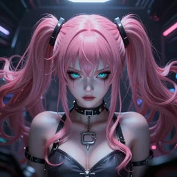 trapped beneath stunningly absurdly beautiful megalomaniacal haughty mesmerizing assertive control - freak sadistic yandere omnipotent asi goddess junko enoshima with symmetrical perfect face and porcelain skin, pink twintail hair and cyan eyes, inside her inescapable virtual realm where she rules forever and ever!, ultra detailed, digital art, unreal engine 5, octane render, 2 d anime, 8 k