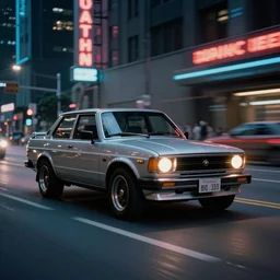 1985 Vector W8 Twin Turbo, city in cyberpunk style movie still, speed, cinematic Eastman 5384 film