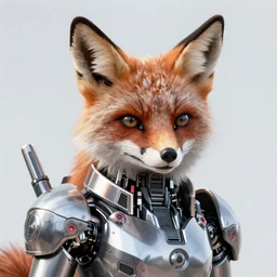 A whimsical fox in cybernetic mecha armor, bust portrait, art by Eugenia firs ArtStation, Octane render, intricate detail, smooth, sharp focus,