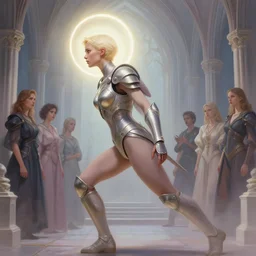 dynamic side profile concept art by thomas blackshear, imogen poots as neo - gothic holy space warrior, brilliant halo, matte painting, extremely emotional, pastel colours, realistic shaded lighting poster by hsiao ron chen, artgerm, lawren harris, eve ventrue, magali villeneuve, jeremy lipkin, rob rey, christophe vacher