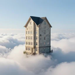tall house resting on clouds, highly detailed, trending on artstation, symbolism, surrealism, art