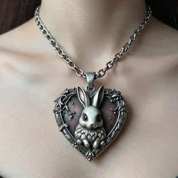 bleading heart artnouveau necklace made of scary 🐰