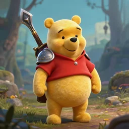 Apocalyptic warrior winnie the pooh,digital art, highly detailed