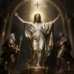 jesus final judgement, doomsday, grim - lighting, high - contrast, intricate, elegant, highly detailed, digital painting, artstation, concept art, smooth, sharp focus, illustration