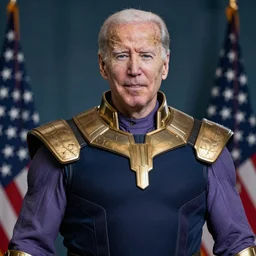 Joe Biden as Thanos, DSLR portrait photography