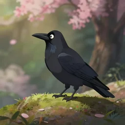 a wholesome animation key shot of a crow on a hill, portrait shot, studio ghibli, pixar and disney animation, sharp, rendered in unreal engine 5, anime key art by greg rutkowski, bloom, dramatic lighting