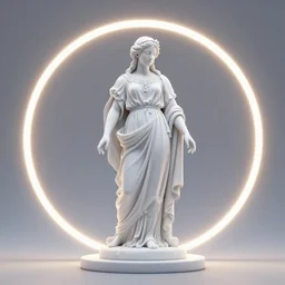 a renaissance statue surrounded by a 3 d neon ring, 3 d render, black background, ray tracing, 8 k resolution, sharp focus, hyper detailed, hyper realistic