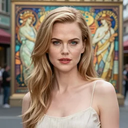 nicole kidman, hyperrealistic portrait, bladerunner street, art of elysium by jeremy mann and alphonse mucha, fantasy art, photo realistic, dynamic lighting, artstation, poster, volumetric lighting, very detailed face, 4 k, award winning