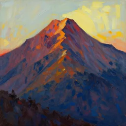 brush strokes, a mountain, 1 9 6 0 s technicolor, surrealism, rimming light