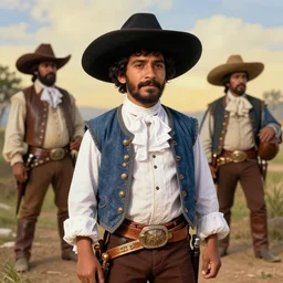 a detailed portrait of bruno from encanto dressed as pancho villa, old west bandits, poncho, 1 8 th century south america, art by albert bierstadt and thomas moran